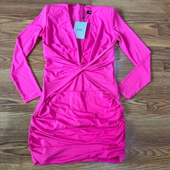 Nookie mini bodycon Envy Neon Pink Mini Dress size XL - Picture 10 of 14